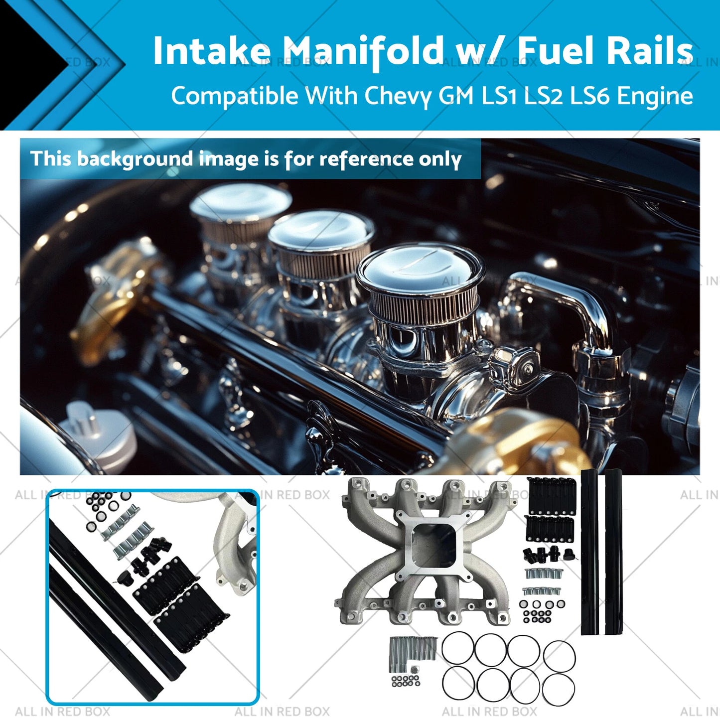 Intake Manifold w/ Fuel Rail for Chevy GM LS1 LS2 LS6 Engine (2001-2009)