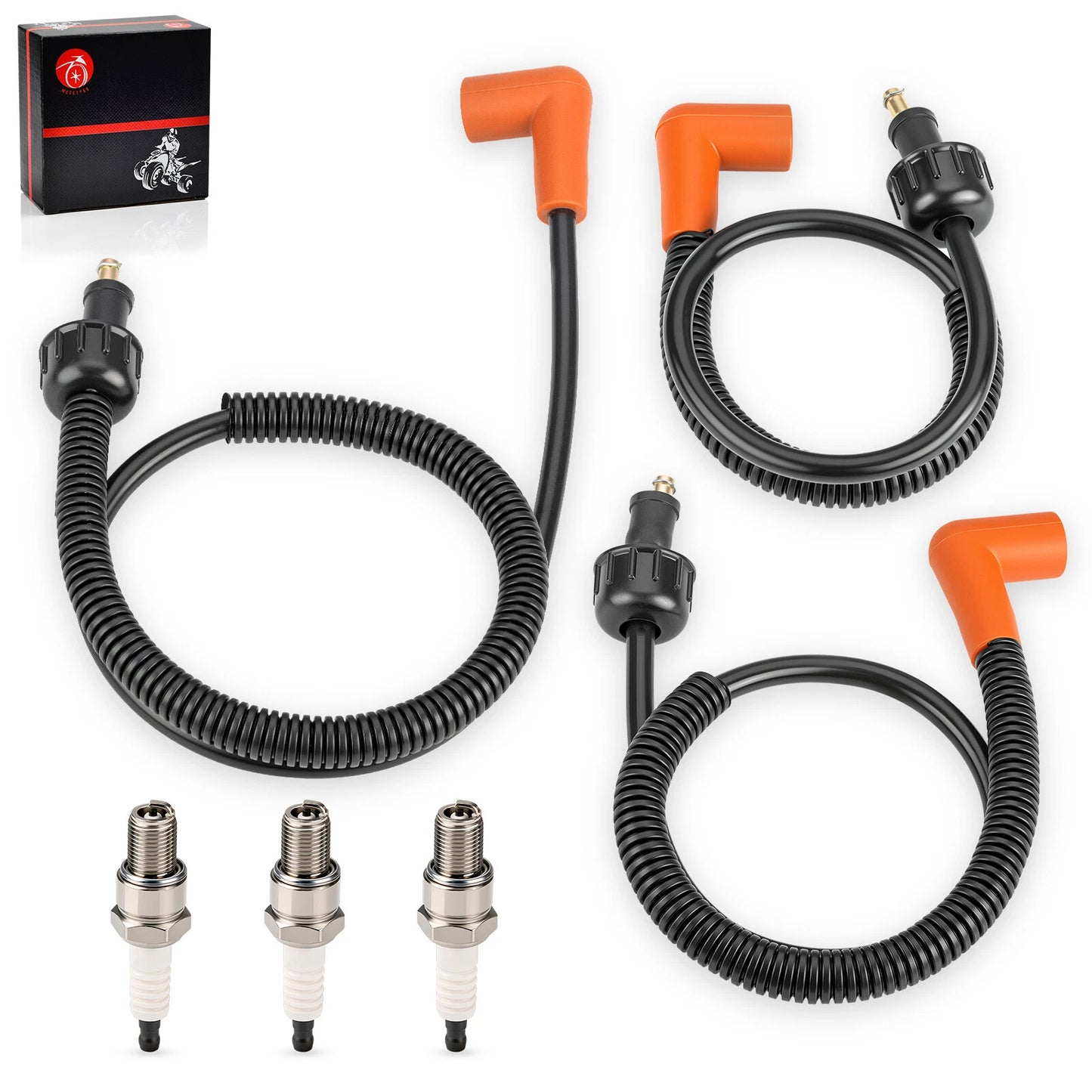 3pcs Ignition Coil Wire & Spark Plug for Polaris GENESIS (1999–2002)