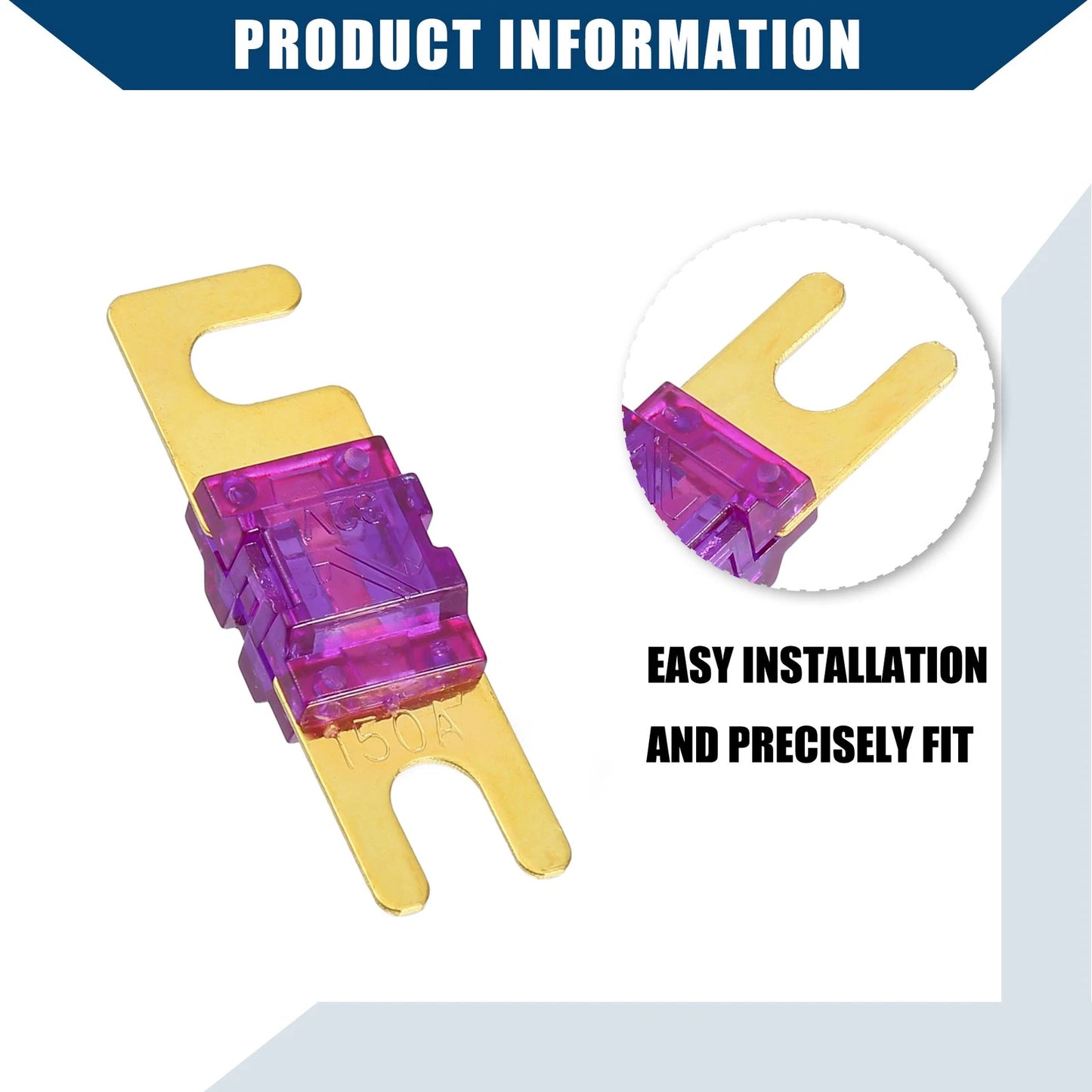 150A Mini ANL Fuses 5 Pcs for Car Motorcycle Gold Tone Purple
