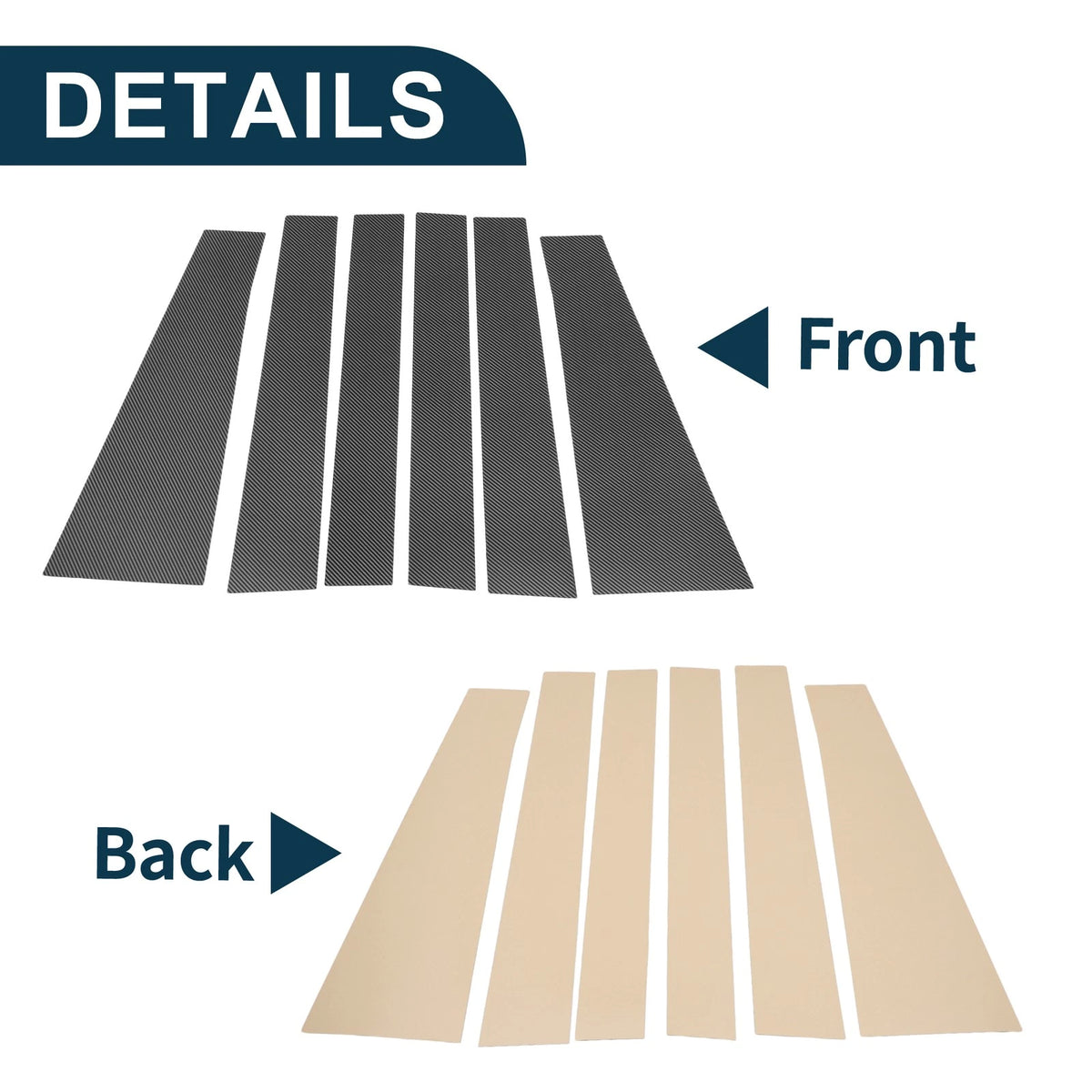 6 x Door Pillar Window Trim for Toyota Sienna (2011–2020)