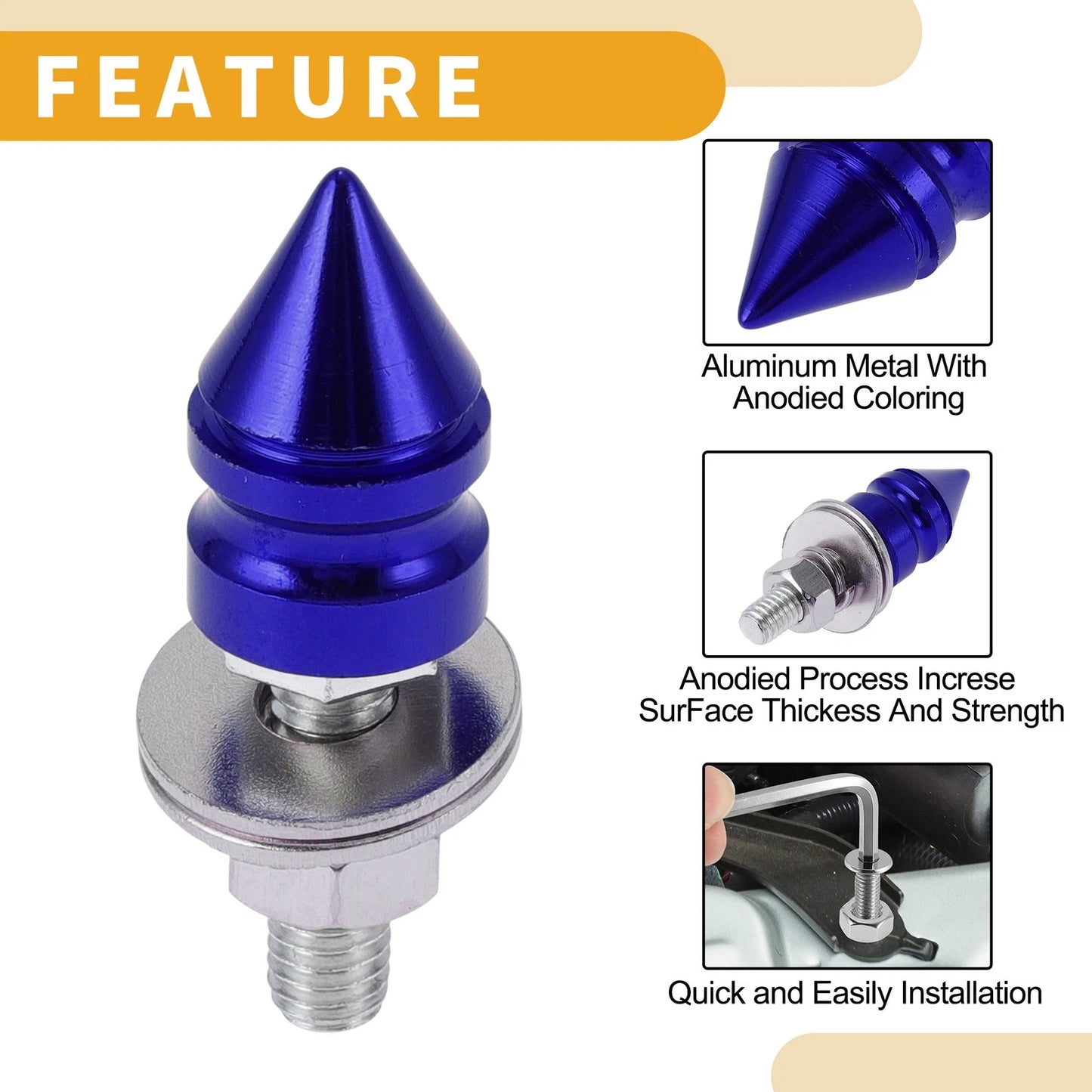 License Plate Screws Cover 45mm Aluminum Alloy Blue 4Pcs for Universal Motorcycle M6