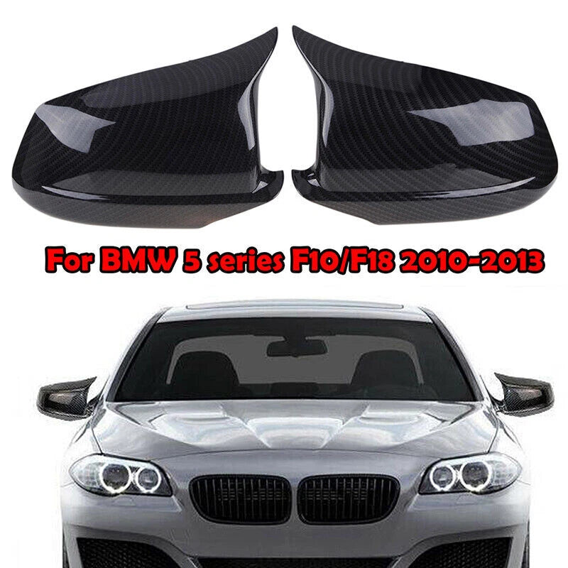 2 x Carbon Fiber Style Mirror Cover Caps for BMW F10/F18 Sedan/F11 Touring (2010-2013)
