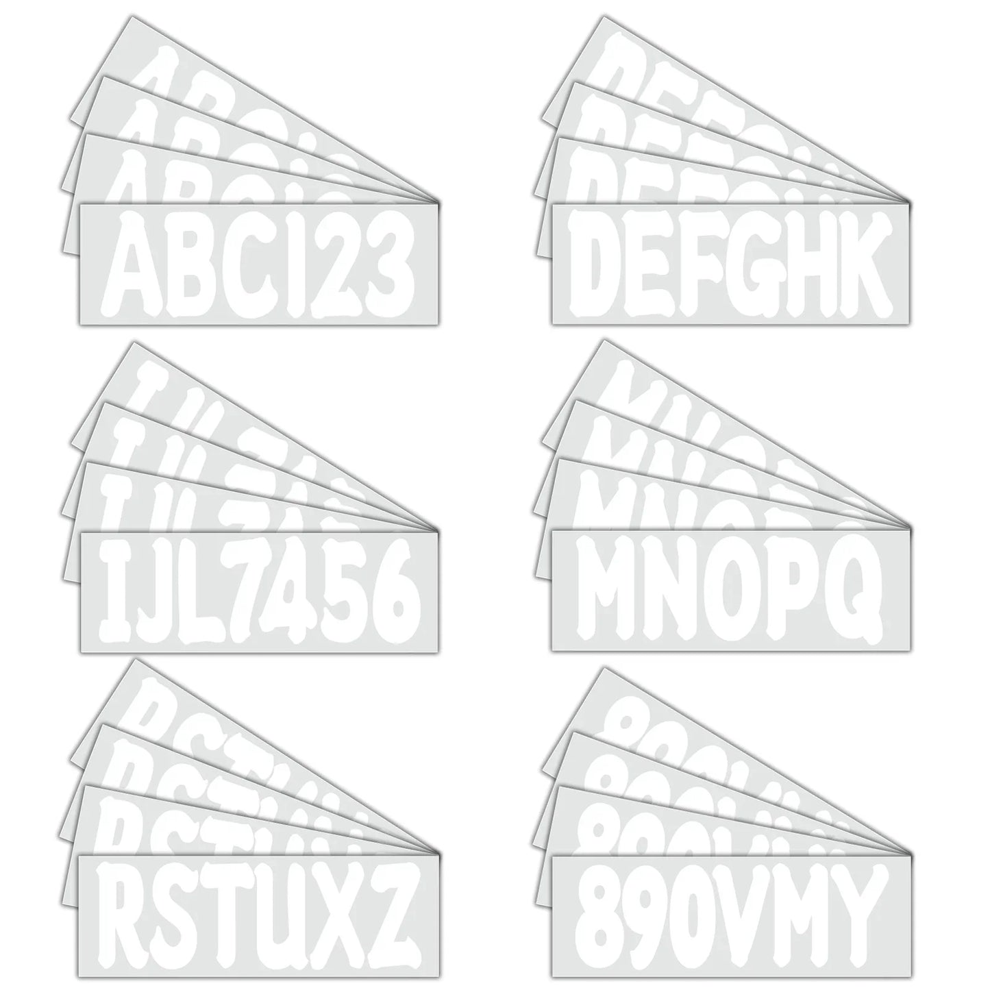 4 x Custom Boat Registration Decal Stickers A-Z & 0-9 White