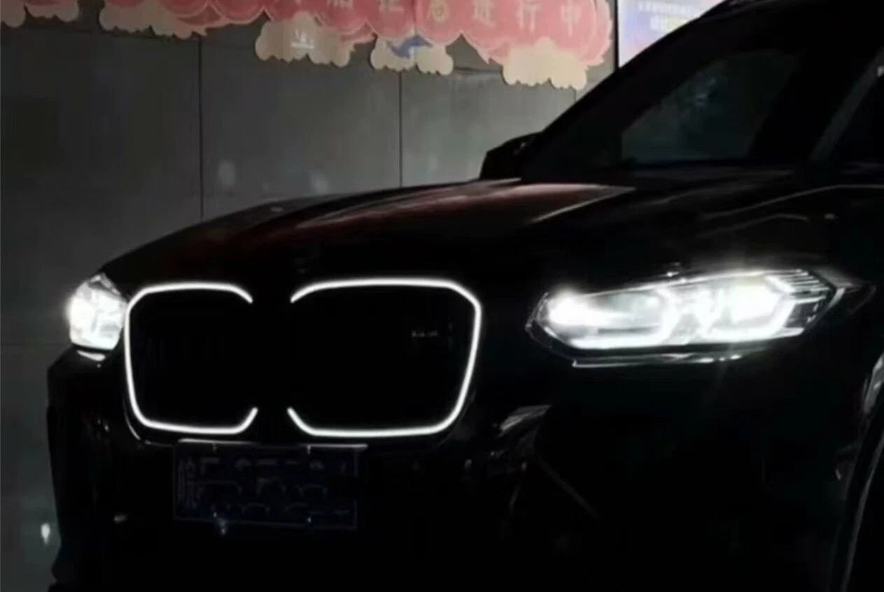Front Kidney Grille Mesh for BMW X3 X4 (2022-2024) Black with LED