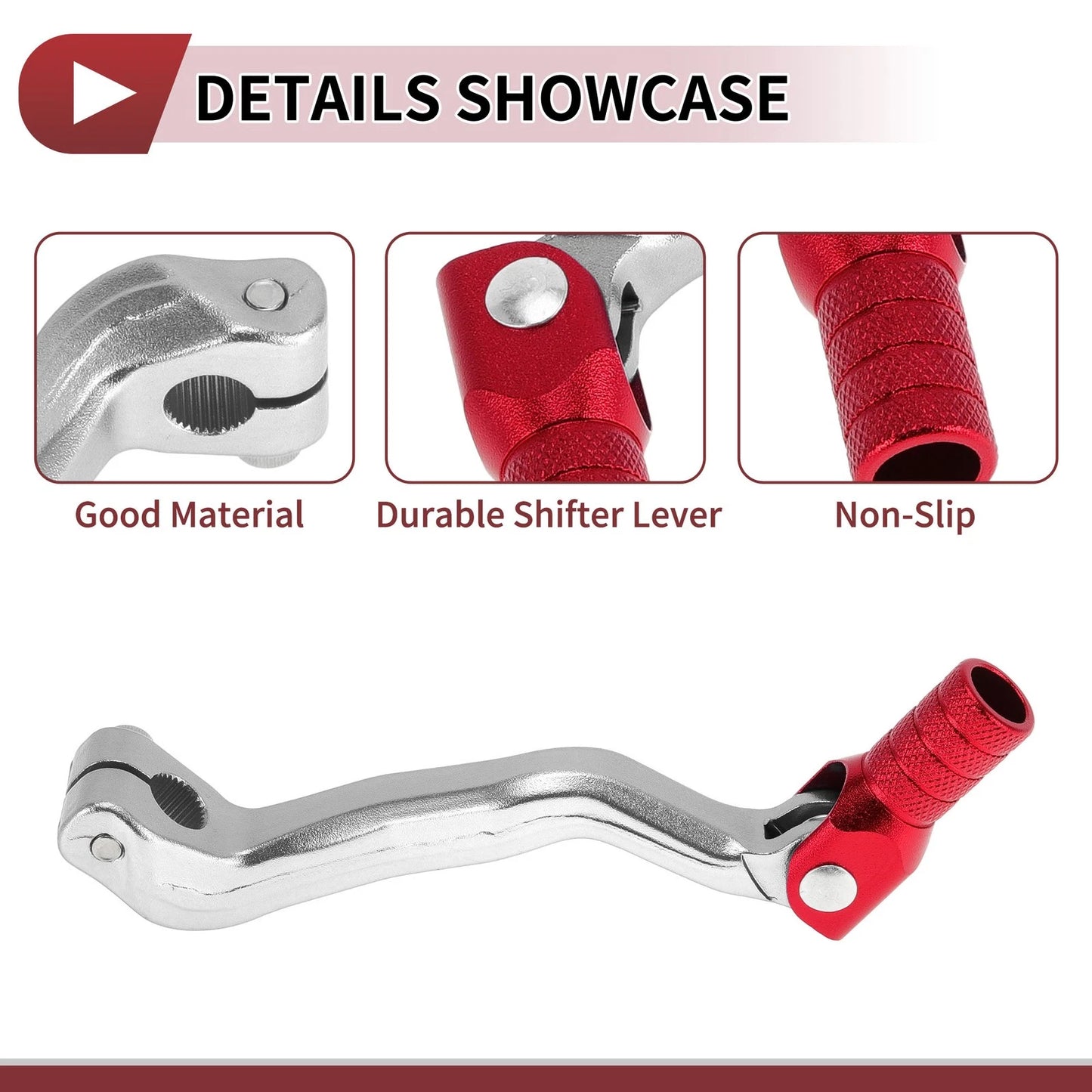 Folding Motorcycle Gear Shifter Lever Silver Tone Red Head for Bosuer M4