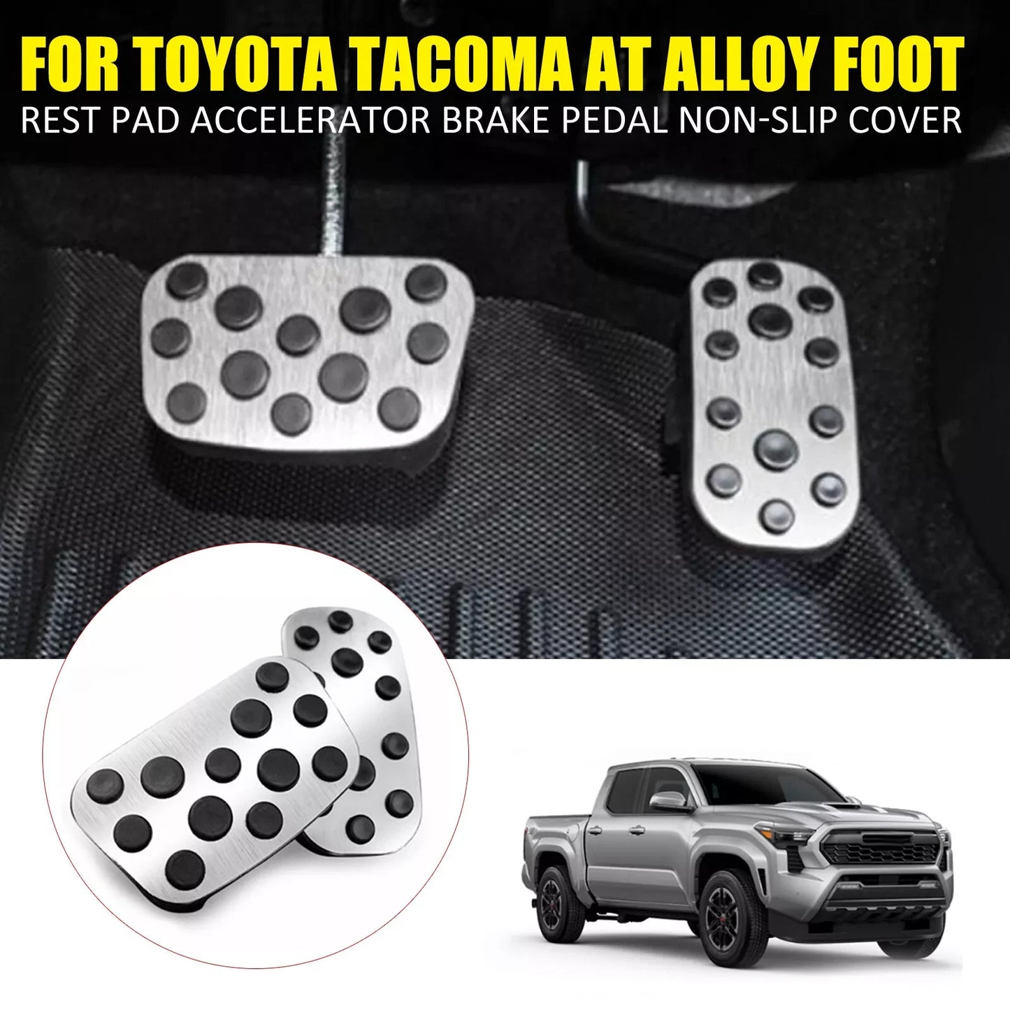 2 x Anti-Slip Foot Gas Brake Pedal Pads Covers for Toyota Tacoma (2024–2024)