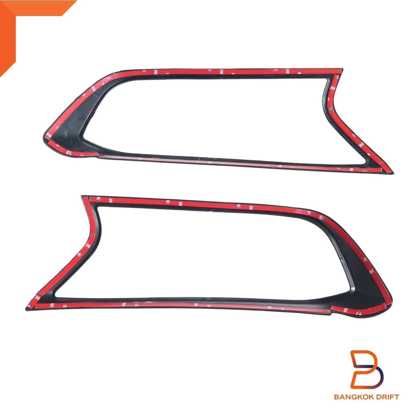 Matte Black Red Logo Headlight Lamp Cover Trim for Ford Ranger (2015-2021)