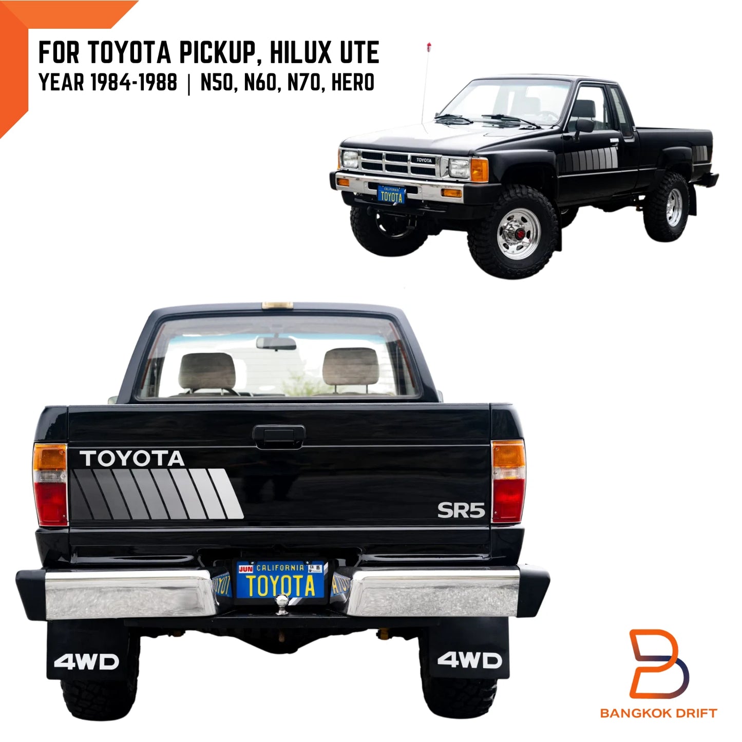 Rear Tail Light Pair for Toyota Hilux Ute (1984-1988) LN50 LN60 LN70
