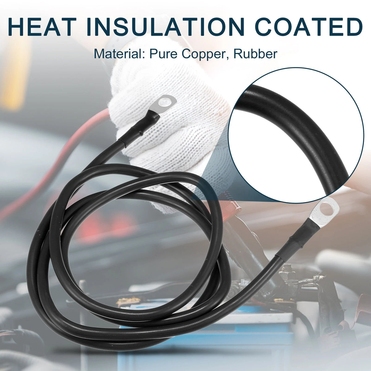 8AWG 4ft Marine Battery Inverter Cable for Car Black Copper Wire