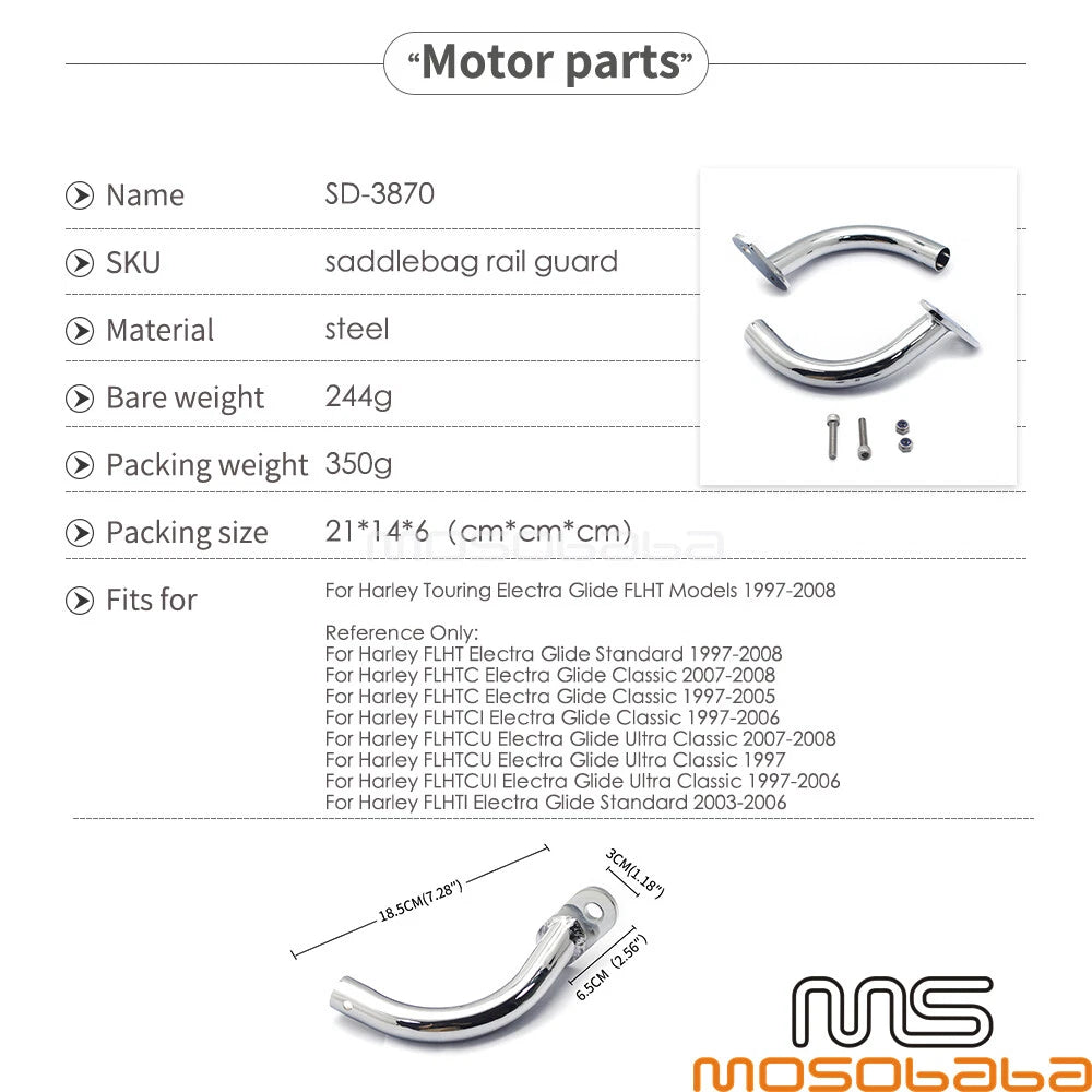 Saddlebag Guard Eliminator Brackets for Harley Electra Glide FLHT