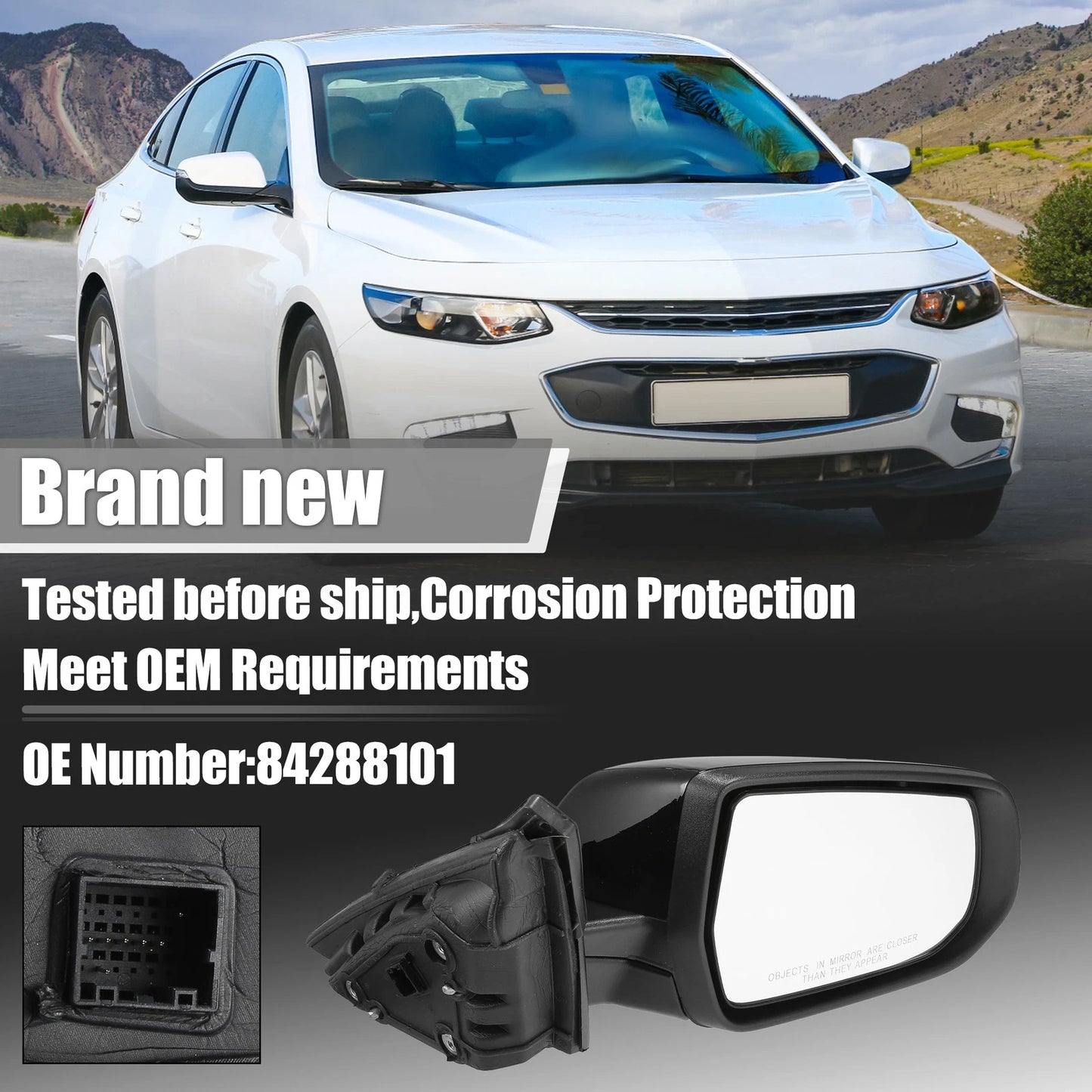 Right Side Exterior Door Mirror Assembly Black for Chevrolet Malibu Hybrid