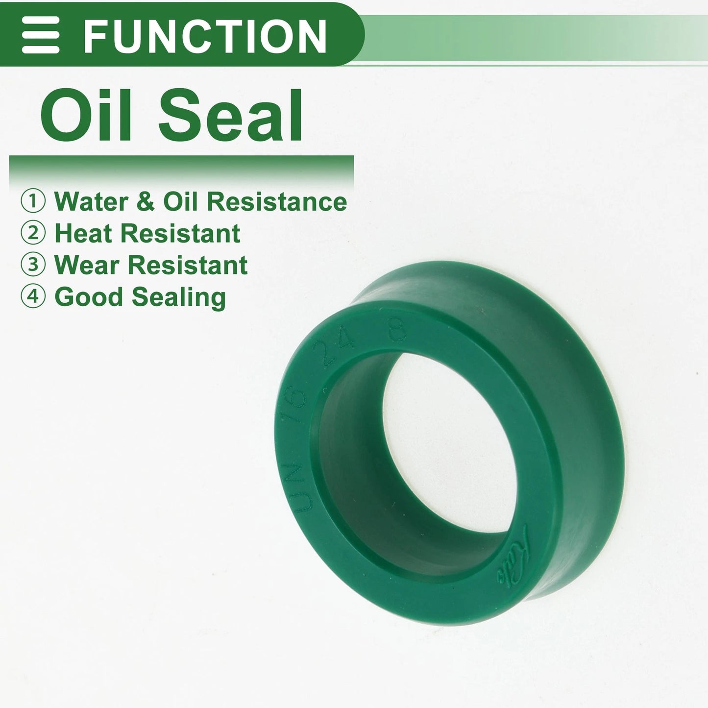 Oil Seal 5 Pcs Rotary Shaft Seal TPU 16x24x8mm High Pressure Green