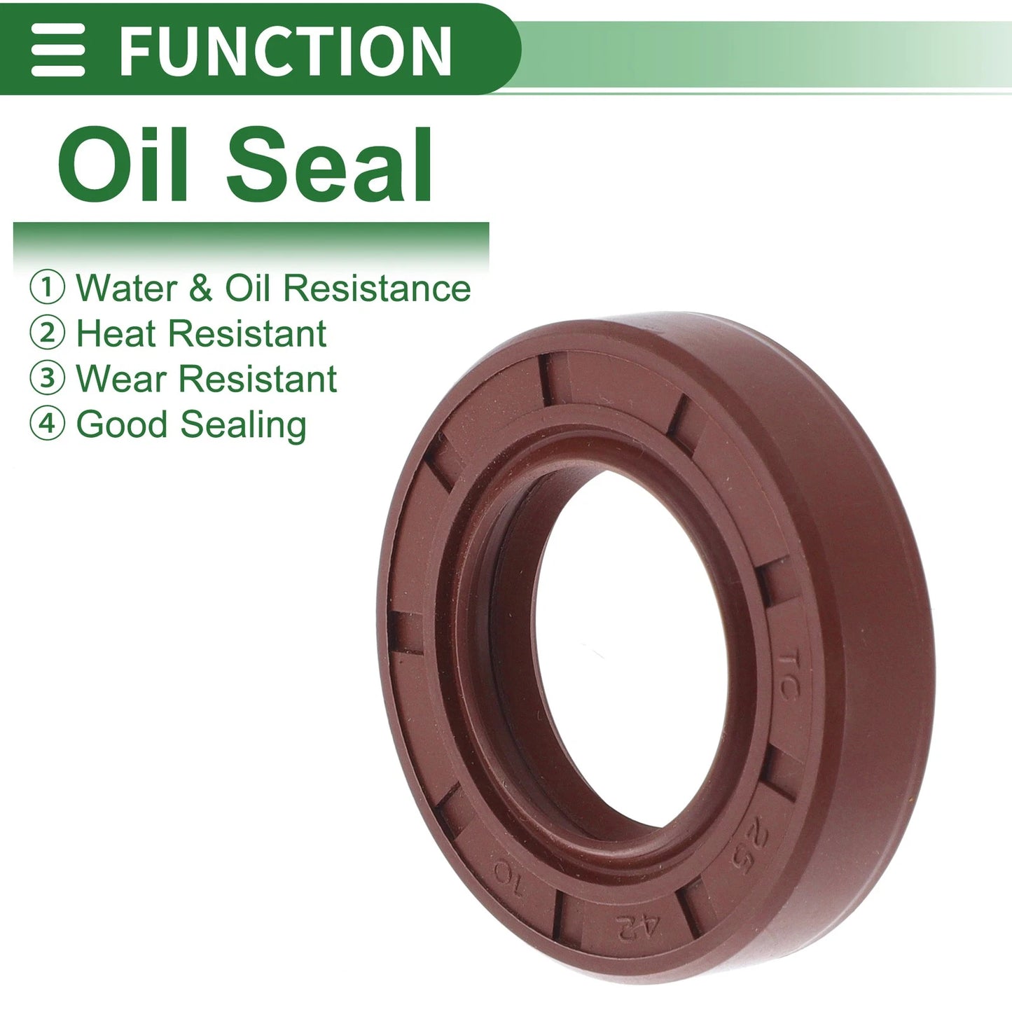 Oil Seal 25x42x10mm Brown FKM Rubber 5 Pcs for Make Model