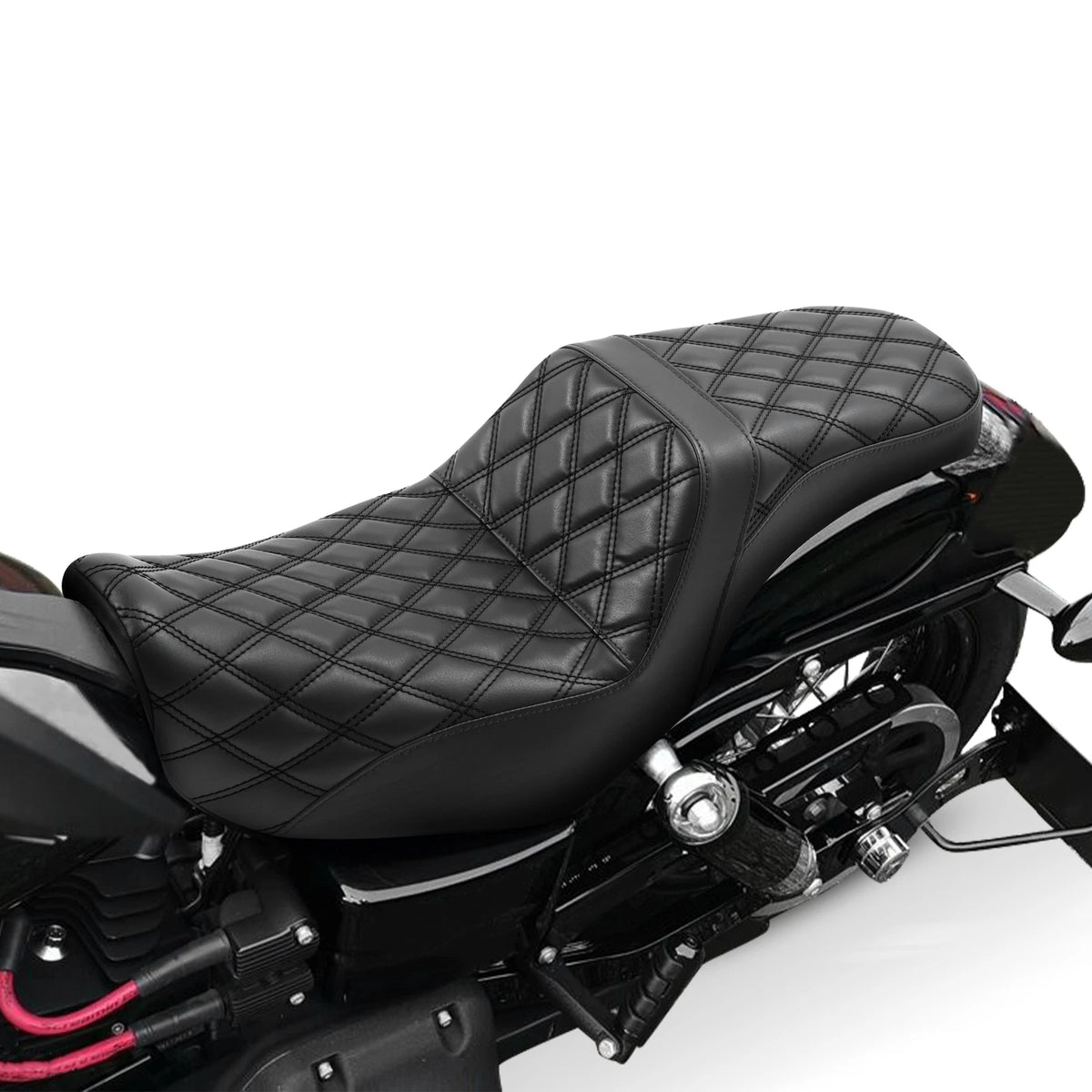 Black Driver Passenger Seat for Harley Dyna Super Glide Street Bob (2006-2017)