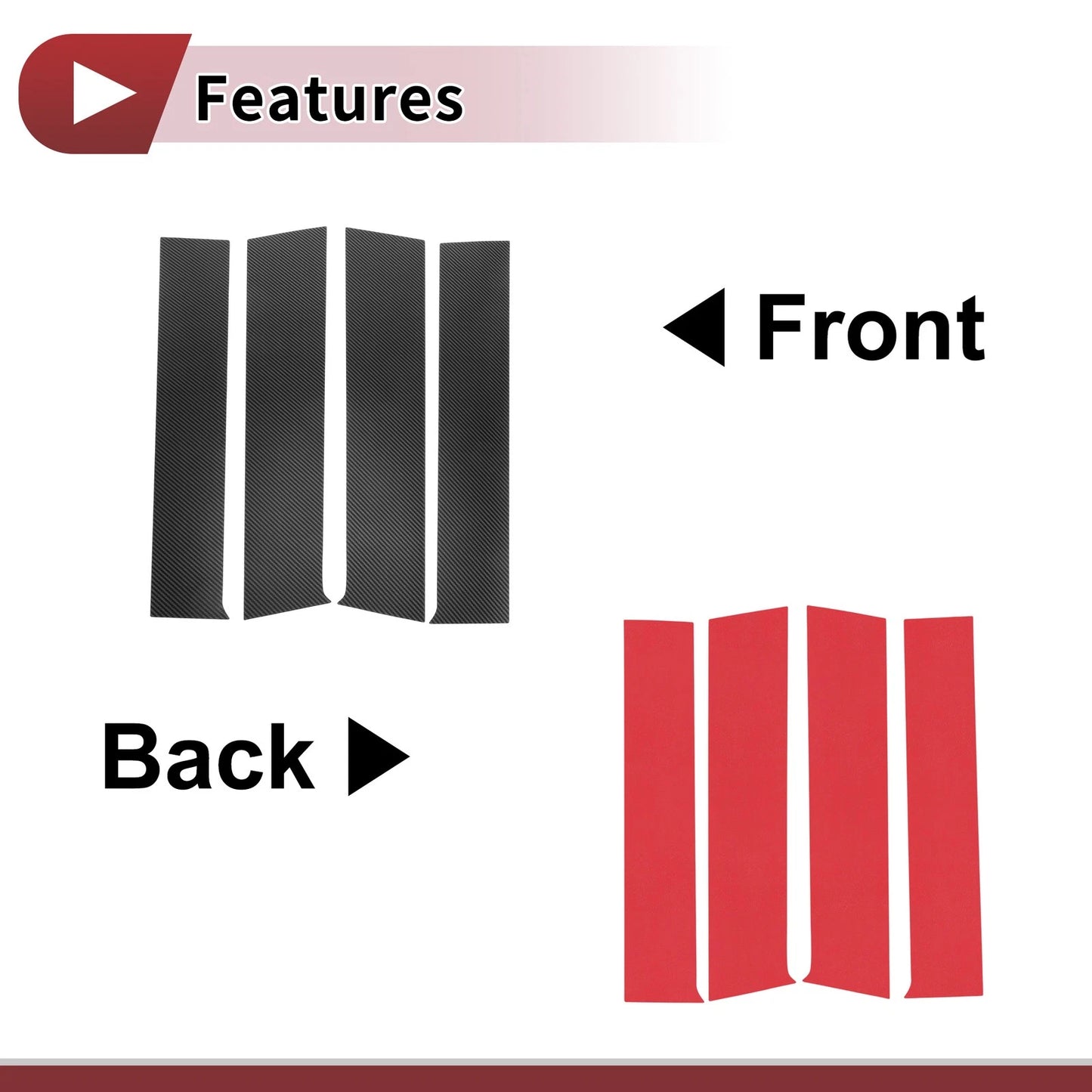 4 x Car Door Pillar Window Trim Carbon Fiber for Toyota Tacoma (2024–2025)