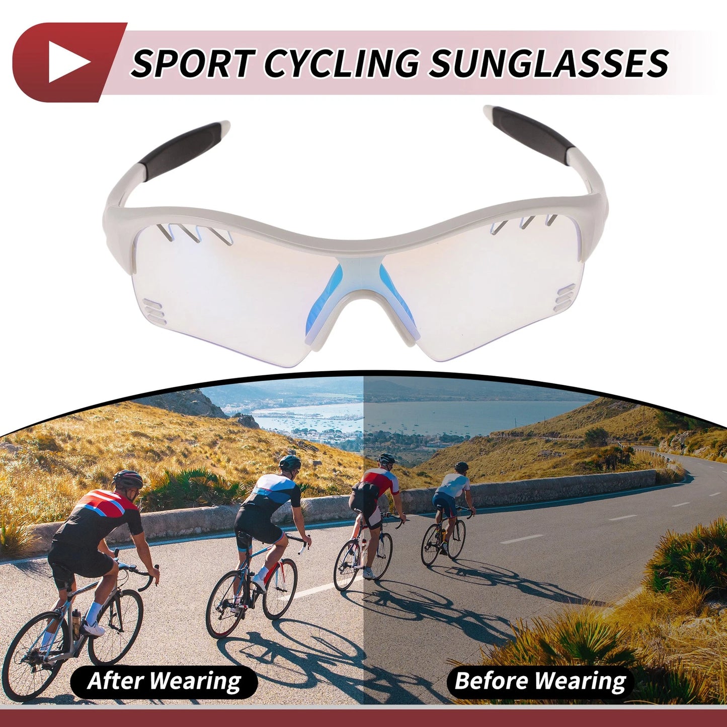 Set 1 Motorcycle Goggles Light Blue Lens White Frame PC TPU for Motorcycle