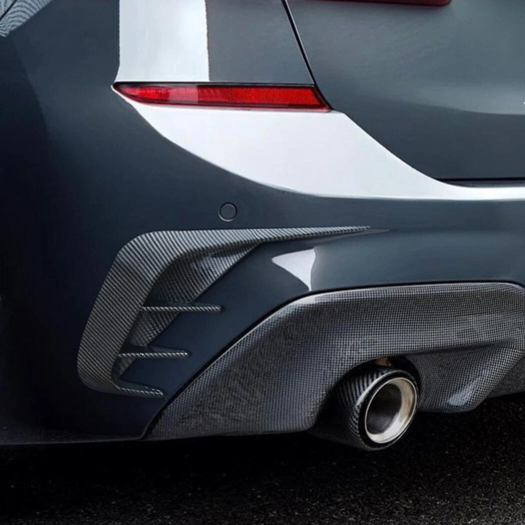 Black Carbon Style Trim Canards for BMW 3-Series Estate (2019–2022)