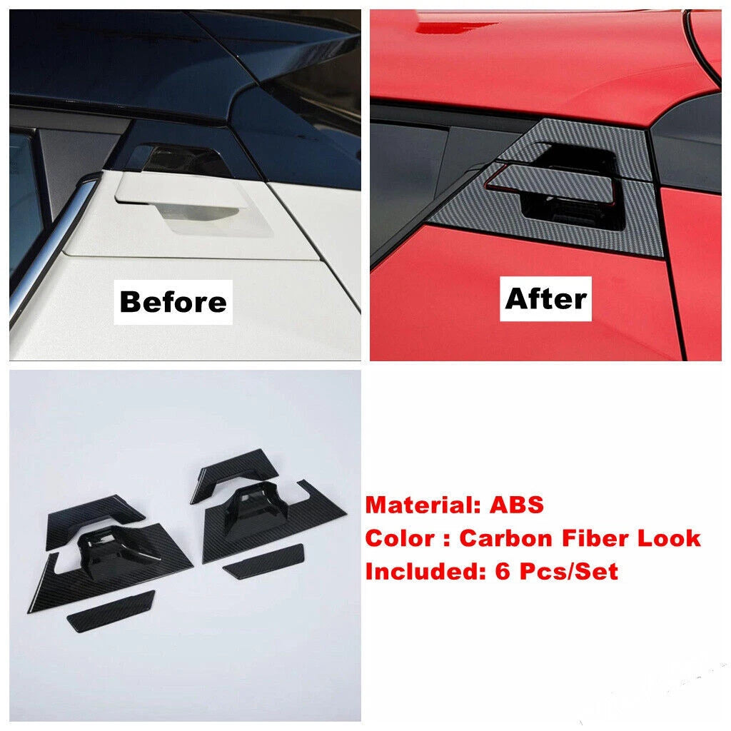 6x Carbon Fiber Rear Door Handle Decor Cover Trim for Toyota C-HR (2017–2022)