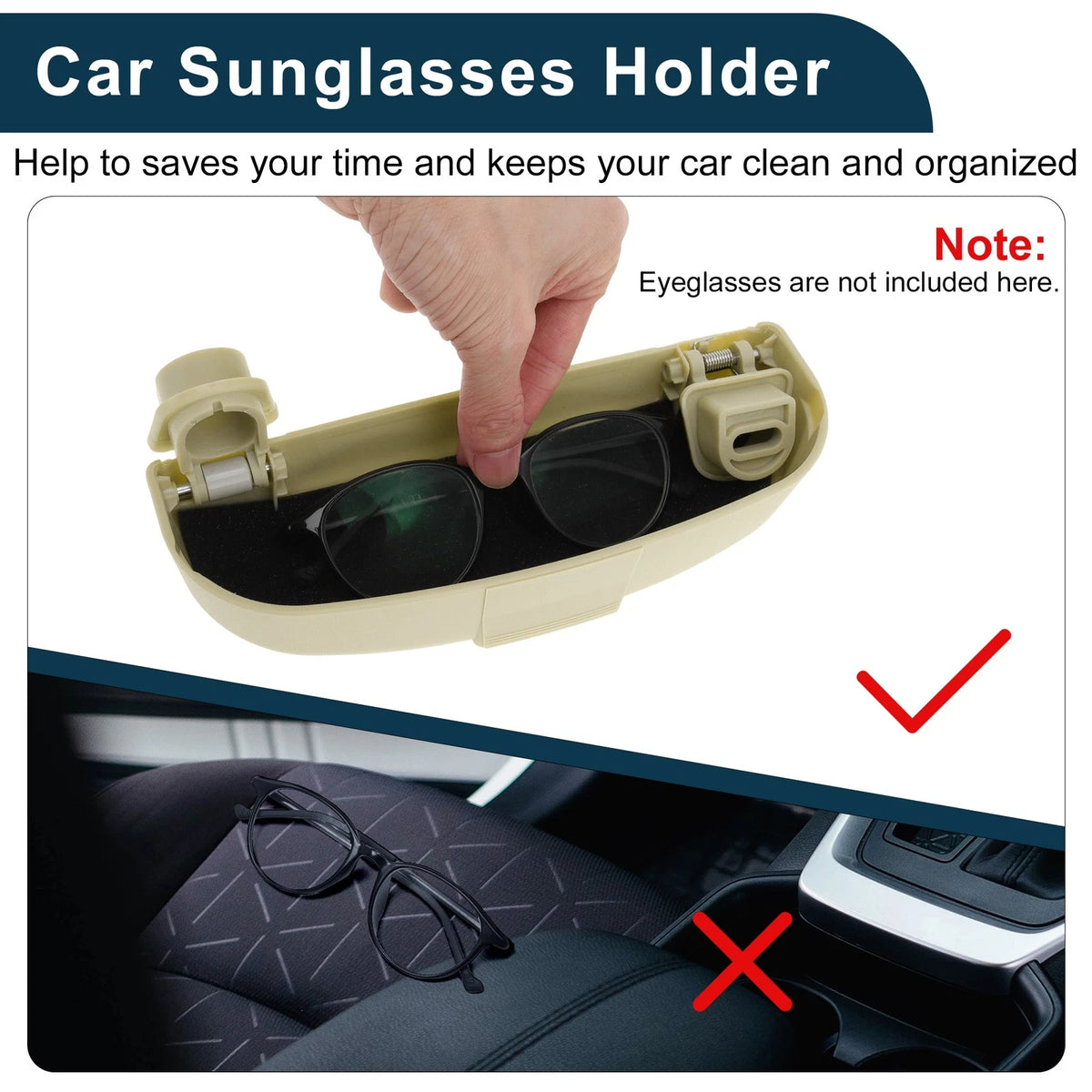 Sunglasses Case for Volvo XC90 Eyeglasses Holder Storage Box Beige (2016-2024)
