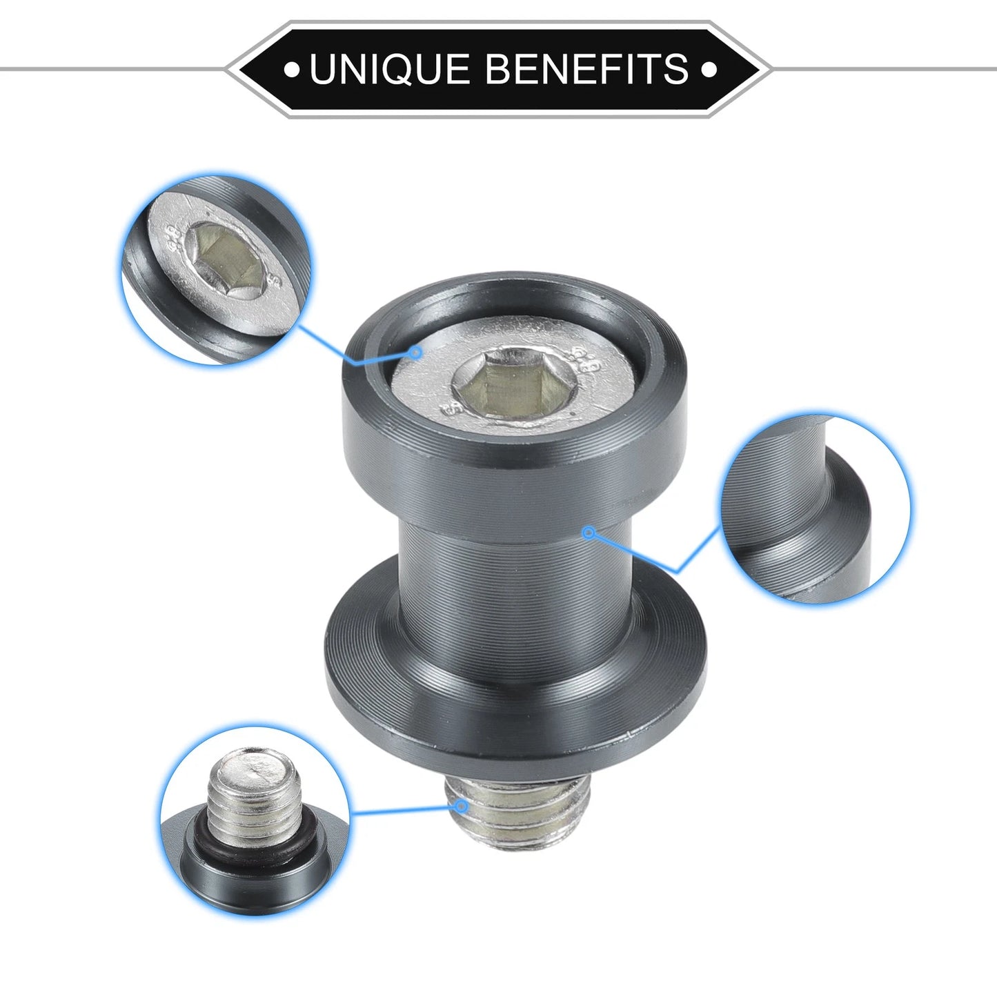 Pair 10mm Swingarm Spool Sliders Stand Titanium Tone for Motorcycle