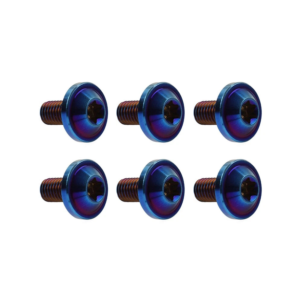 6 x M6x15mm Titanium Alloy Torx Head Bolts for Bike Motor - Blue