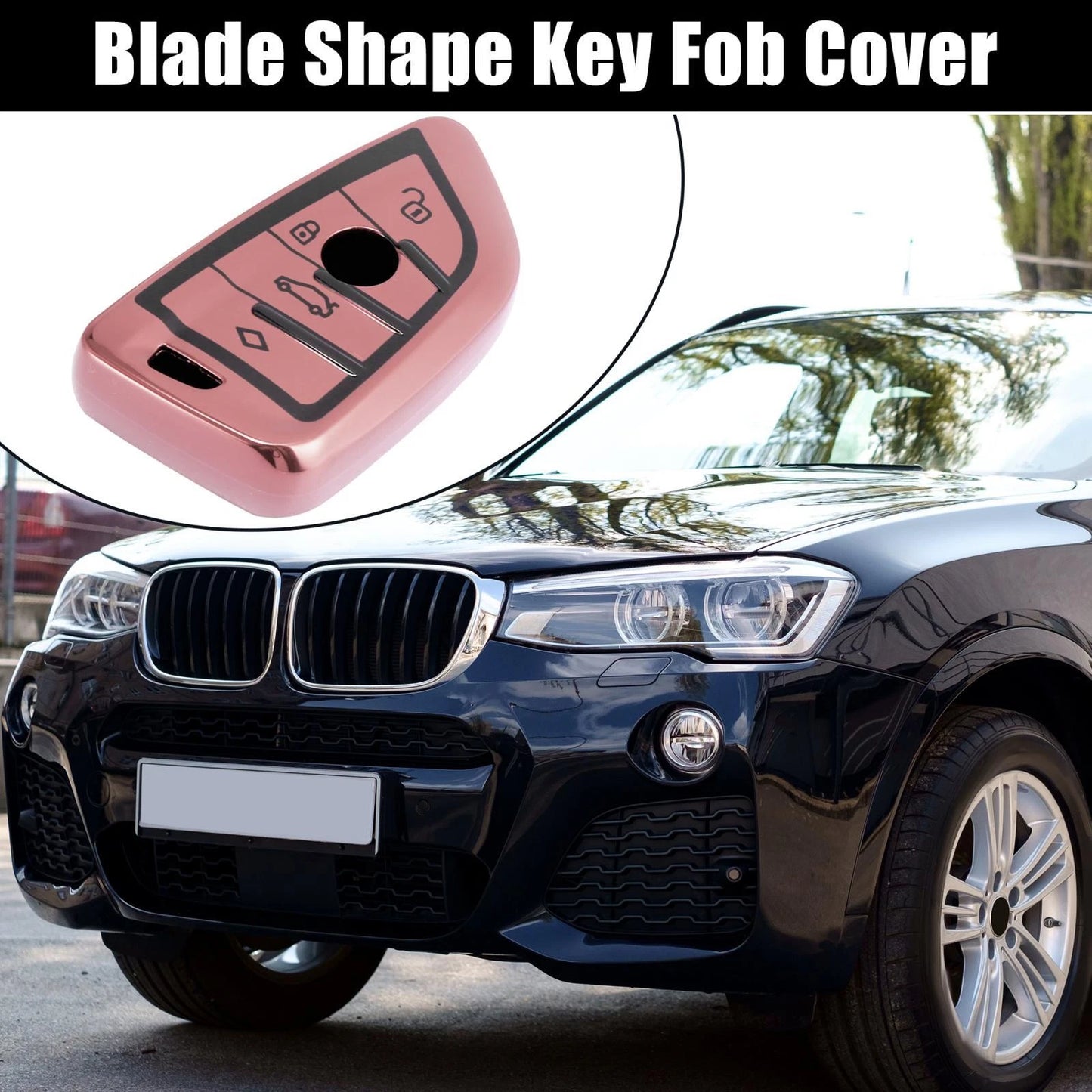 Key Fob Cover for BMW X1 X3 X5 X6 Remote TPU Case - Black Pink