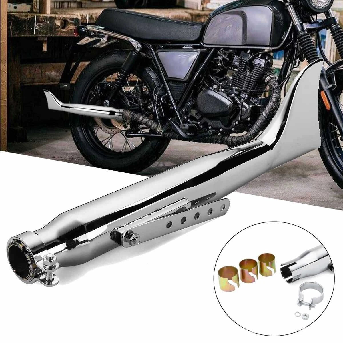 Motorcycle Exhaust Pipe Fish Tail for Bobber Chopper Cafe Racer