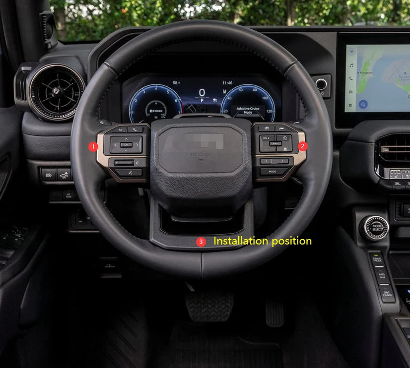 3 x Black ABS Steering Wheel Cover Trim for Toyota Prado LC250 (2024-2025)