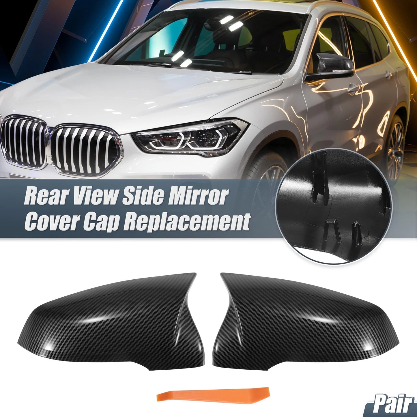 Carbon Fiber Rearview Mirror Cover Cap for BMW X1 F48 F49 X2 F39 (2016-2023)