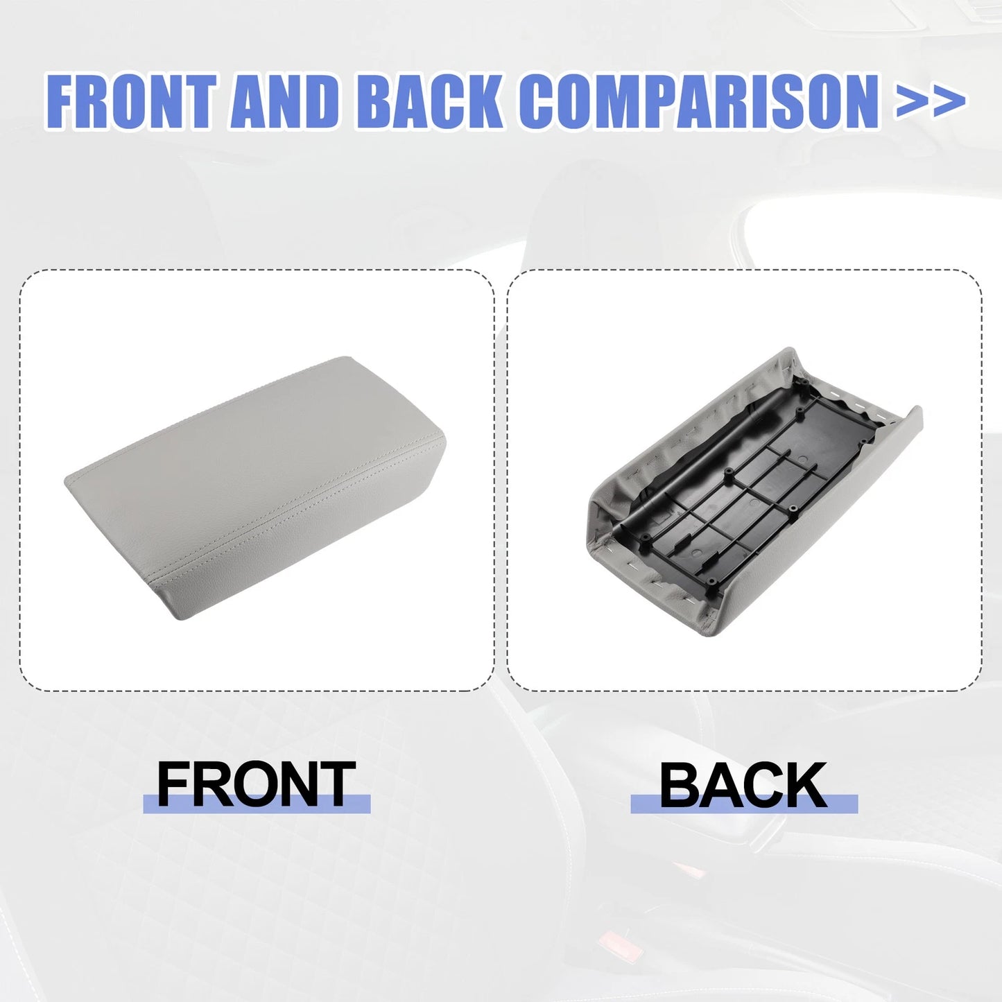Center Console Lid Armrest Cover for Honda Accord (2003-2007) Gray Faux Leather