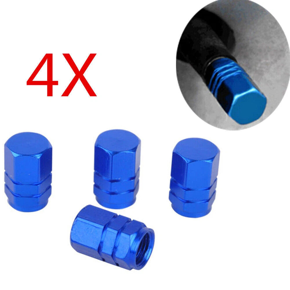 4 x Aluminum Tire Valve Caps for Car Wheel Rim - Dust Covers