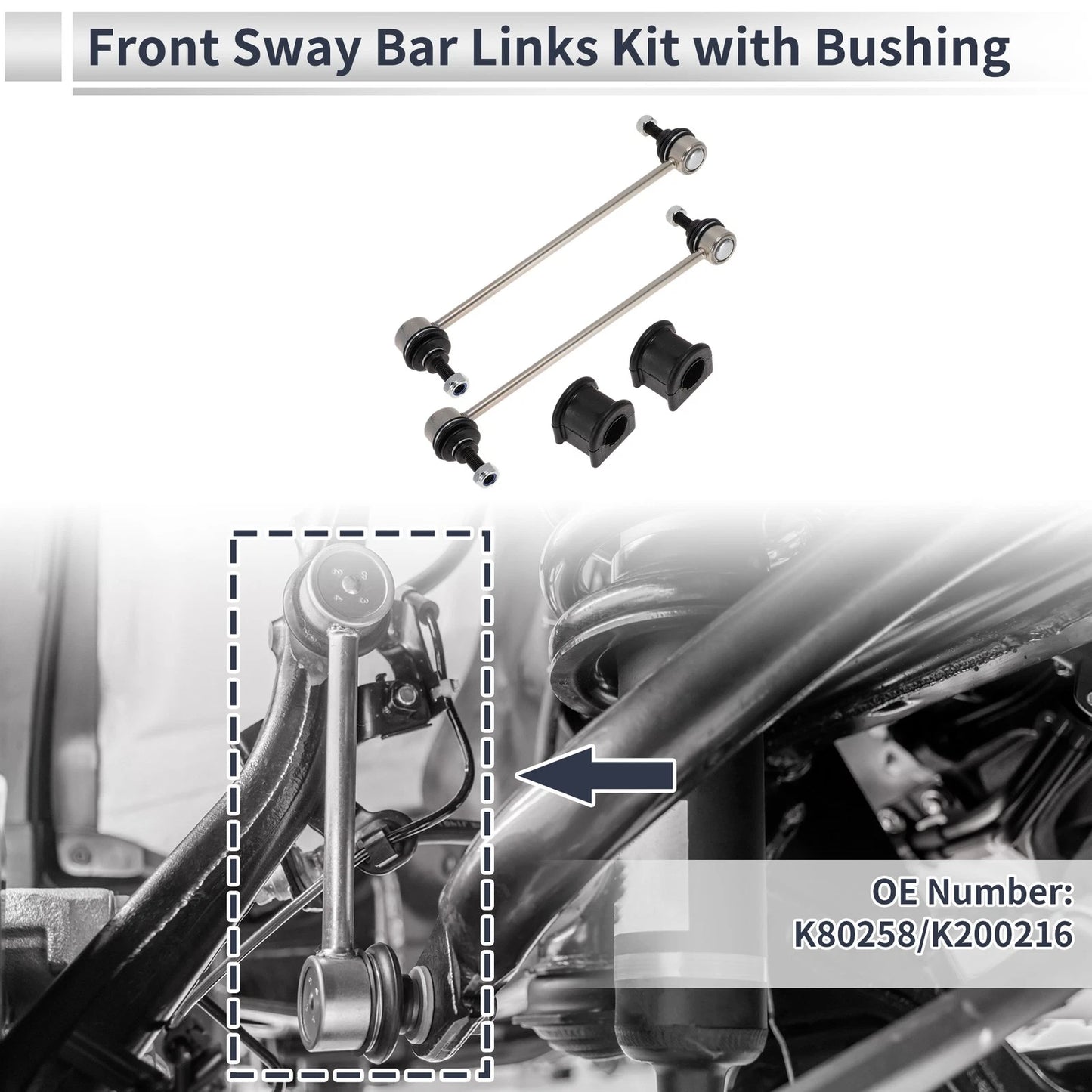 Front Stabilizer Bar Links 2 x Bushing for Jeep Patriot (2007-2017)