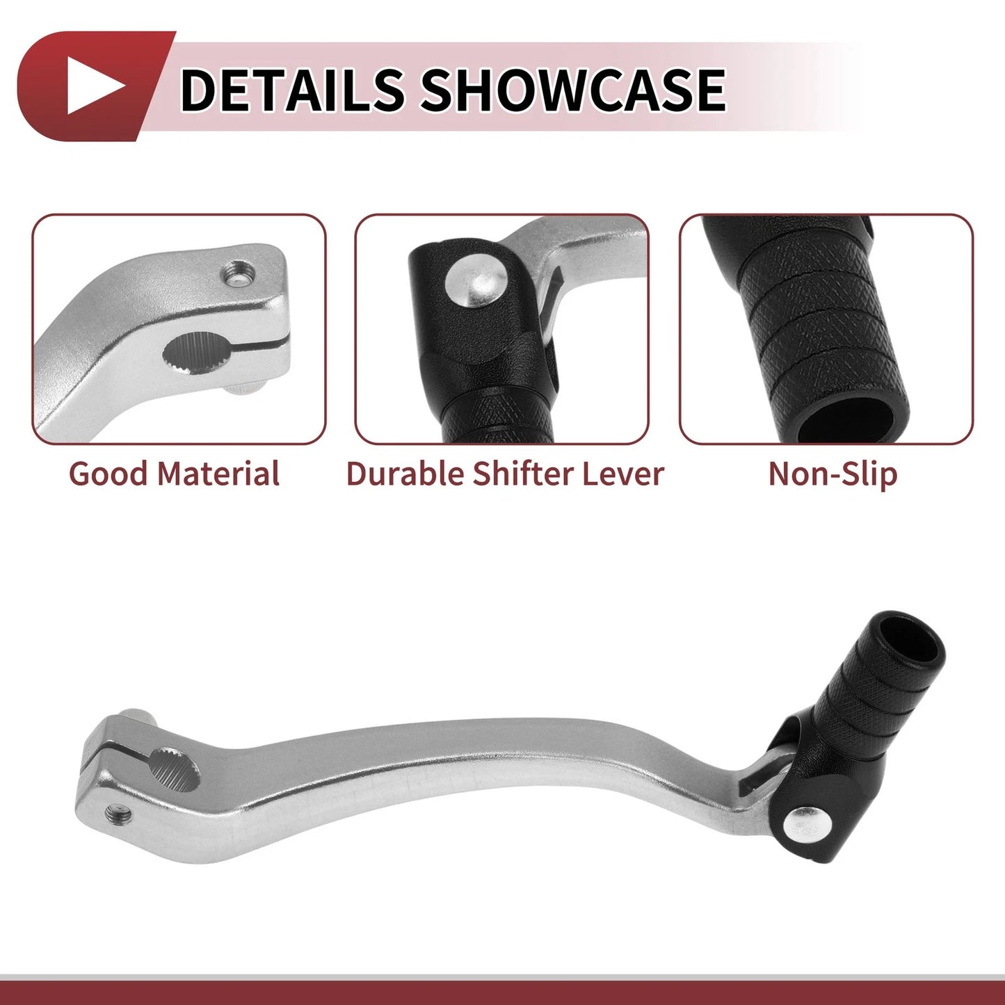 Folding Motorcycle Gear Shifter Lever Silver Tone Black Head for Kayo T6