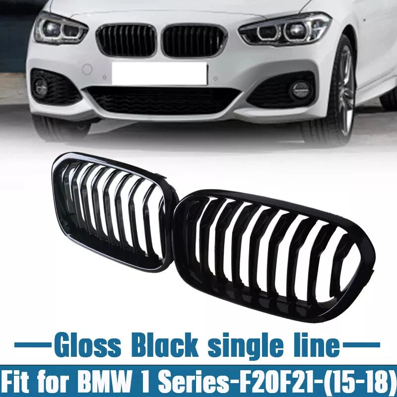 2 x Front Kidney Grille Gloss Black for BMW F20 F21 (2015-2017)