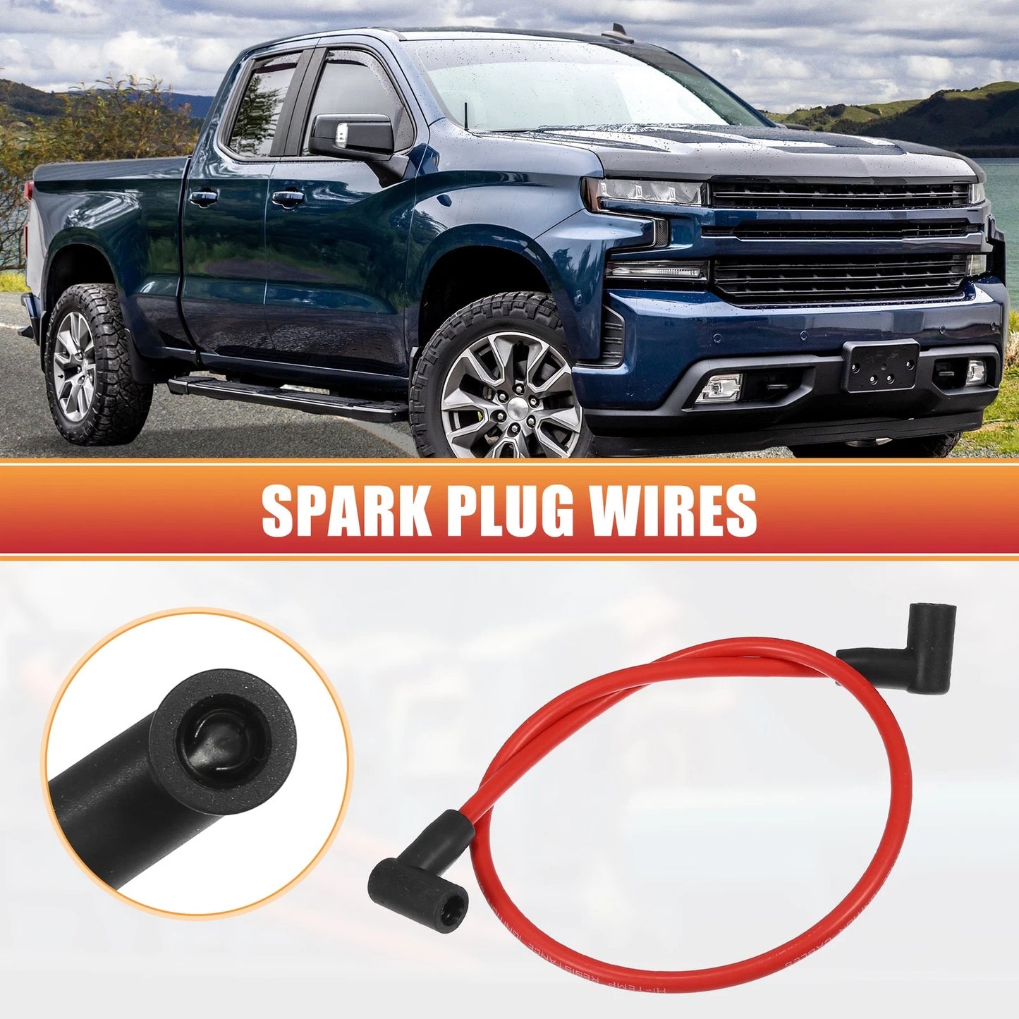 8pcs Spark Plug Wire Ignition Coil Cable for Chevy Small Block HEI Cap