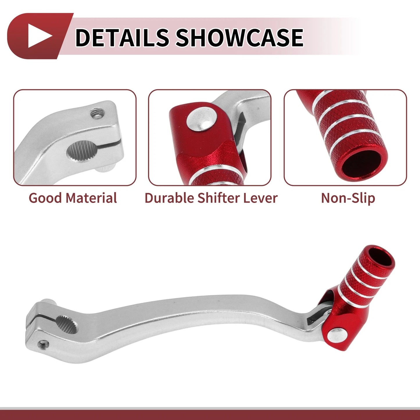 Folding Motorcycle Gear Shifter Lever Silver Tone Red for Kayo T6