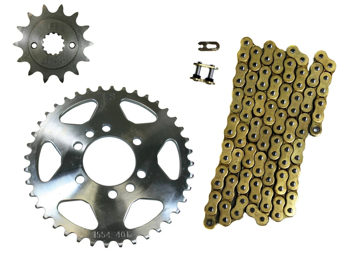 Gold O-Ring Drive Chain & 14/41 Sprockets for Kawasaki KFX400 (2003–2006)