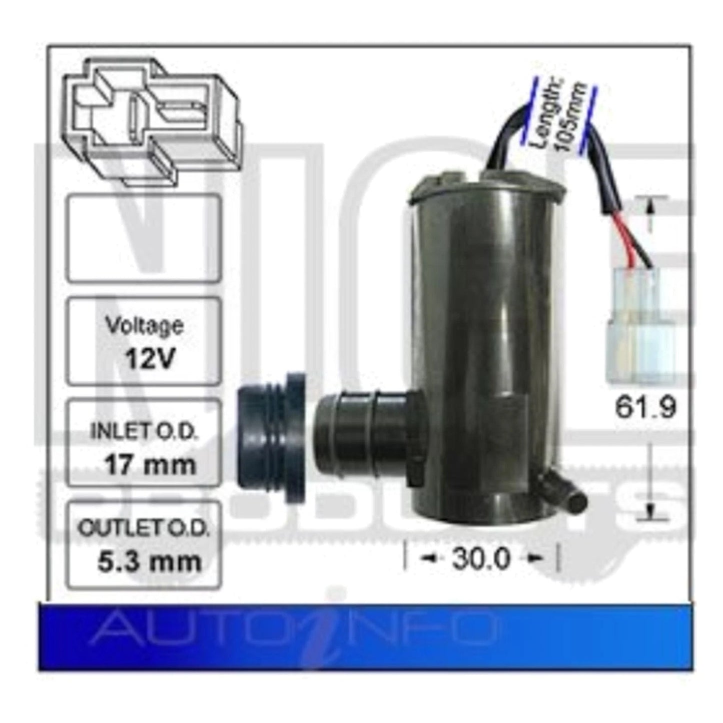Rear Windscreen Washer Pump for Kia Sportage JA (1996 - 2004)
