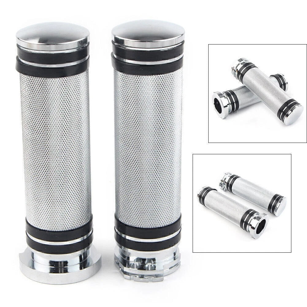 1 Inch Chrome Handlebar Hand Grips for Sportster Dyna Softail Touring V-Rod