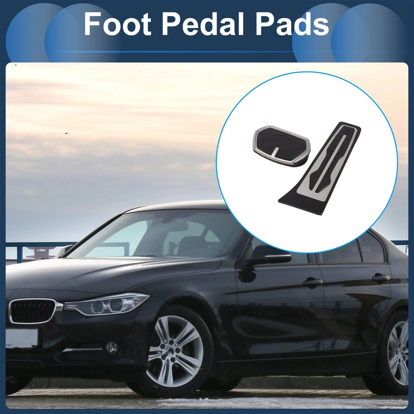 Foot Accelerator Pedal Covers for BMW X1 (F48) 2016-2022 Silver Tone