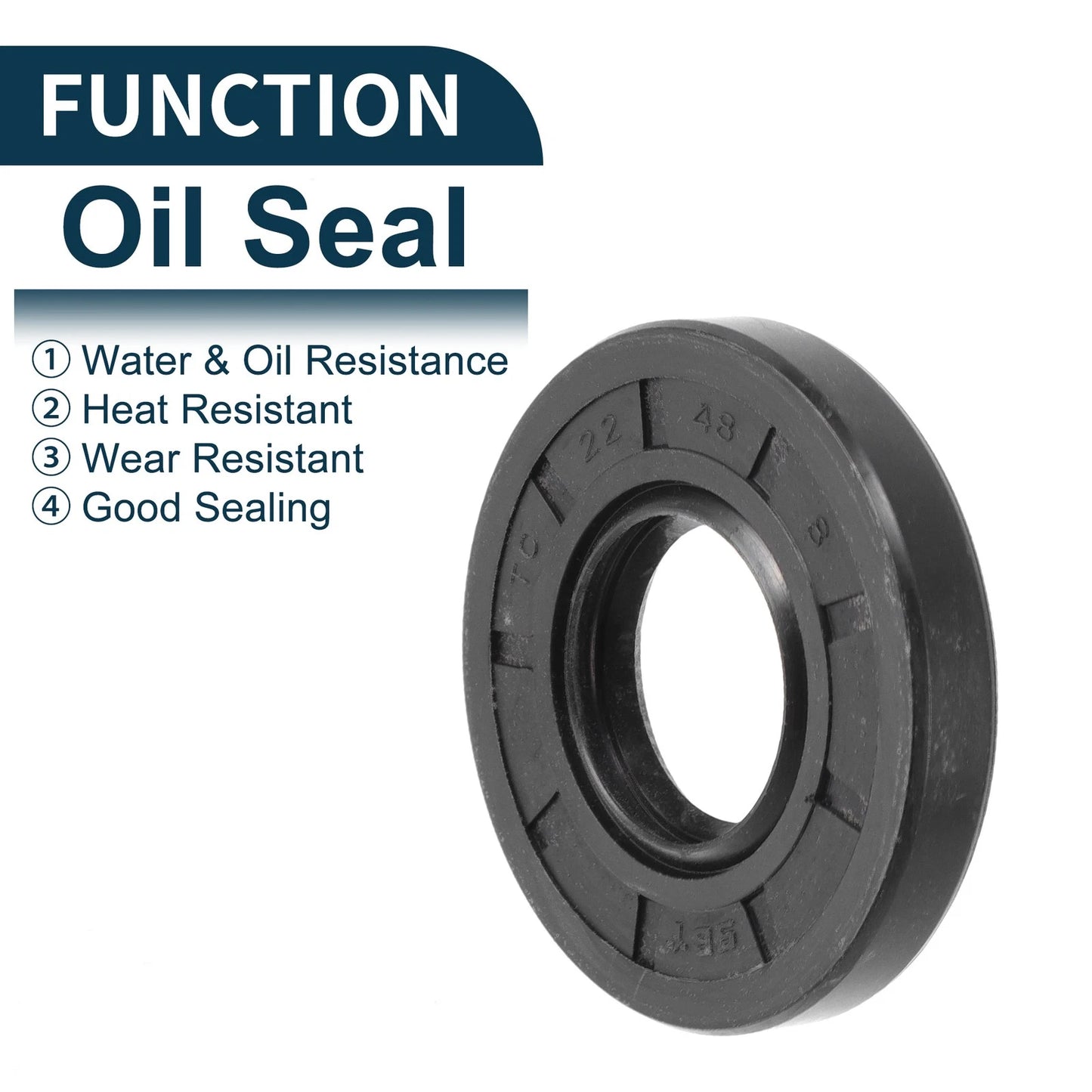 Oil Seal Seal Ring Rotary Shaft Seal NBR Rubber 22x48x8mm Black 5Pcs