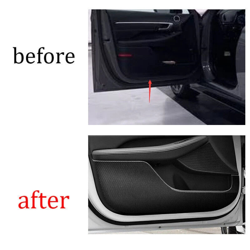 Carbon Fiber Door Anti-Kick Guard Pad Trim for Hyundai Sonata (2020–2023)