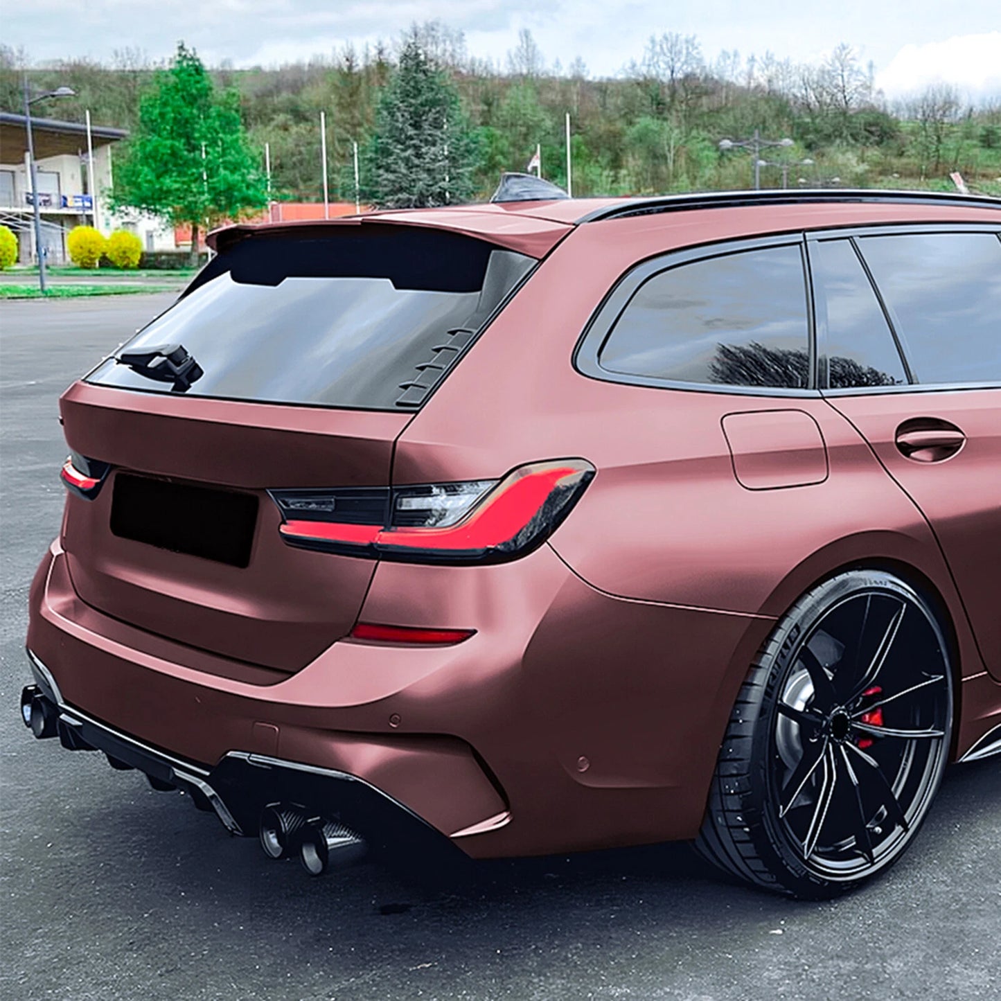 2 x Gloss Black Rear Window Spoiler Lip Covers for BMW 3 Series (2019-2024)