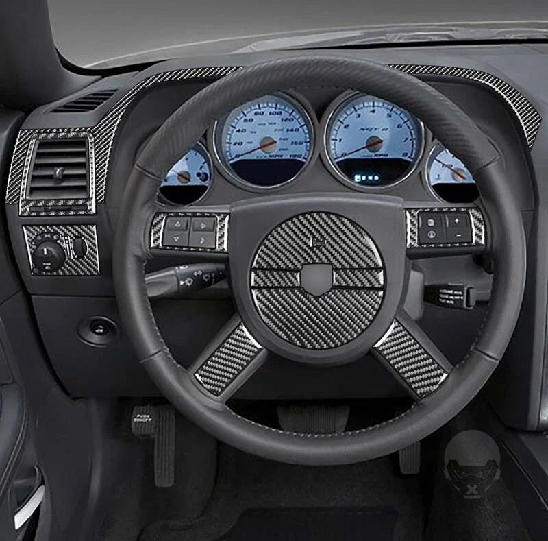 Carbon Fiber Interior Steering Wheel Cover Trim Fit for Challenger 2008-2014
