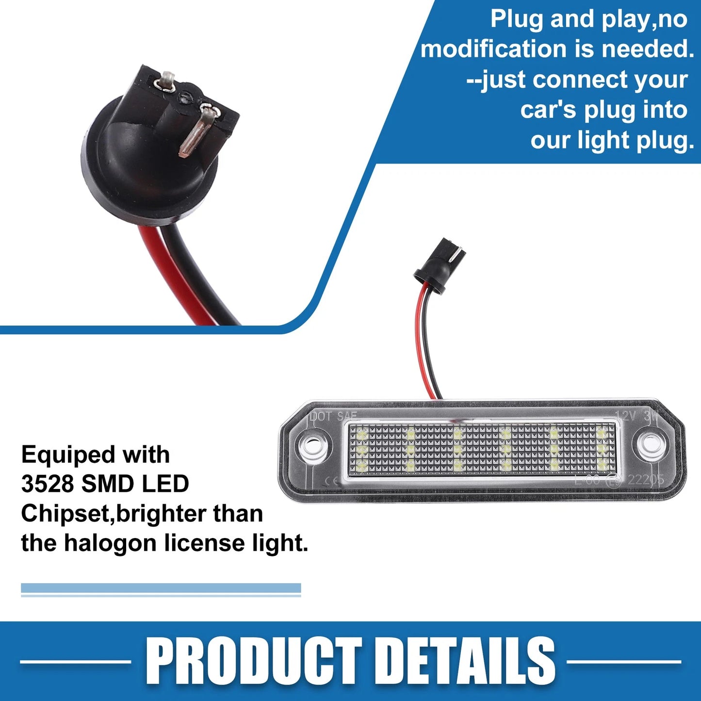 White LED License Plate Light Assembly for Honda (2016-2021)