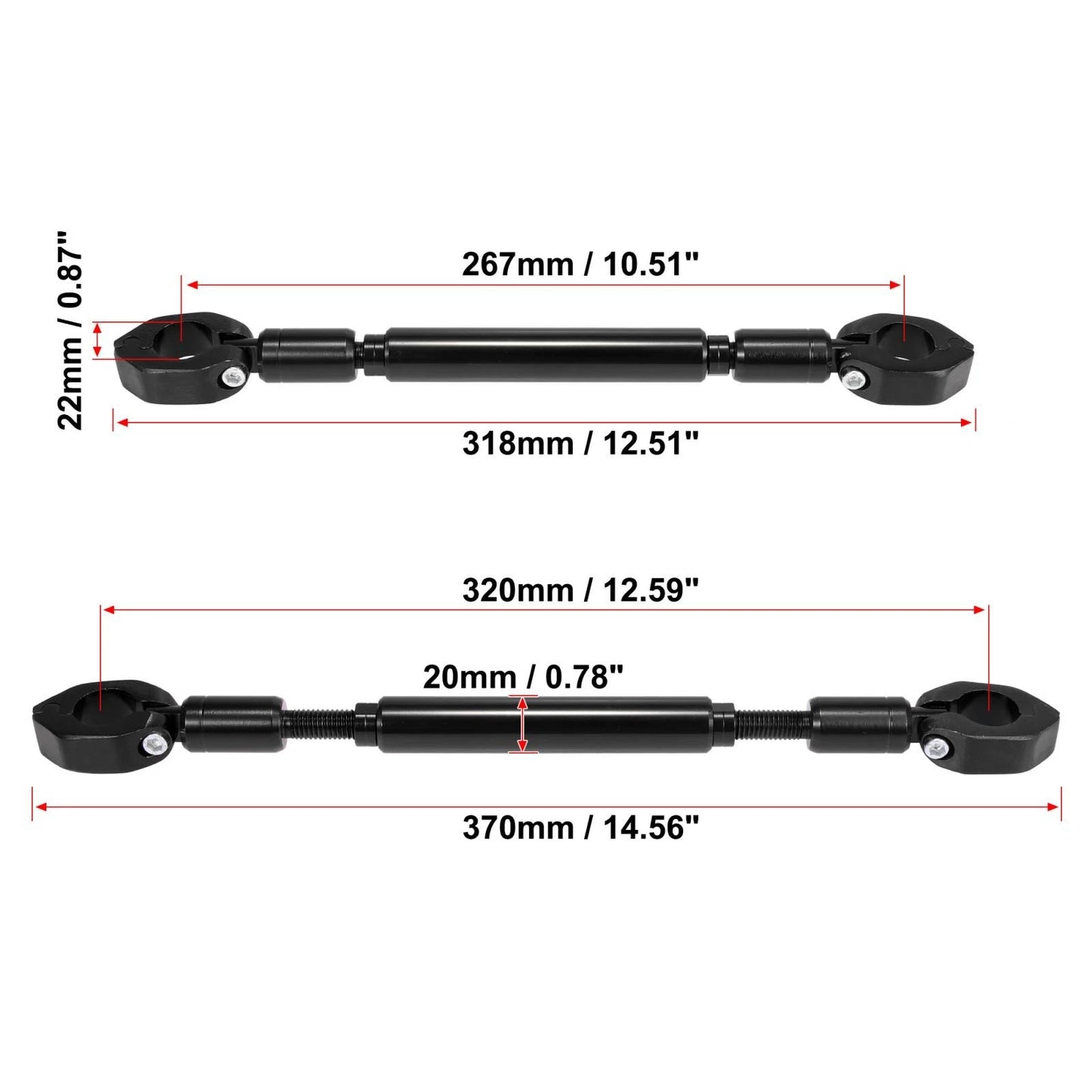 Universal 22mm 316g Aluminum Alloy Black Motorcycle Balance Bar Crossbar