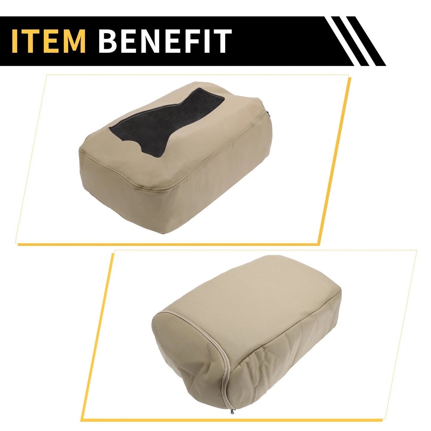 Center Console Cover for Chevrolet Microfiber Leather With Zipper Beige