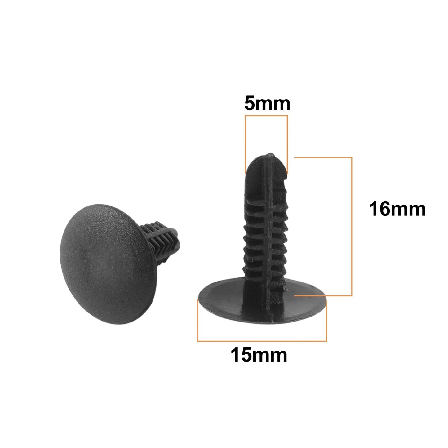 15pcs / 5mm Hole / Trim Boot Plastic Rivets Push Clip Black for Toyota