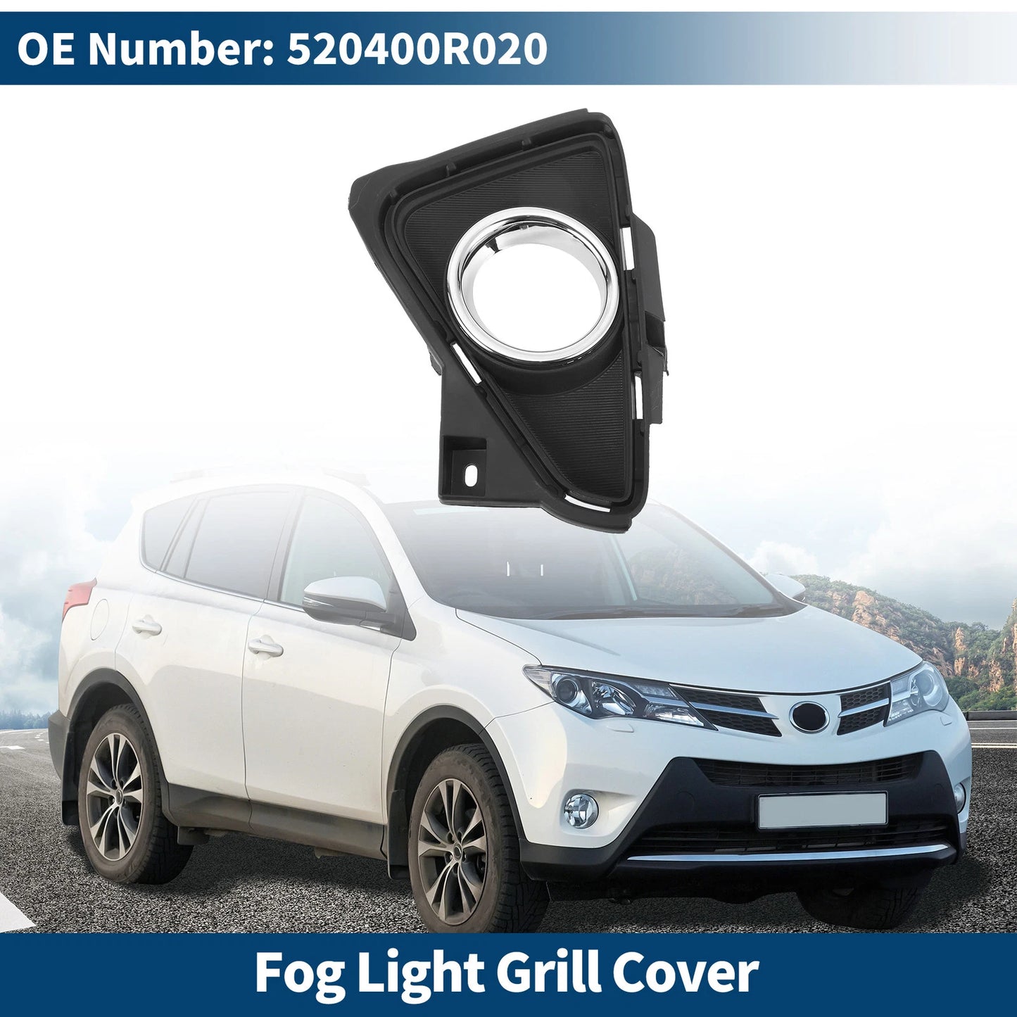 1 Pc Front Left Fog Light Grill for Toyota RAV4 (2016-2018) Black