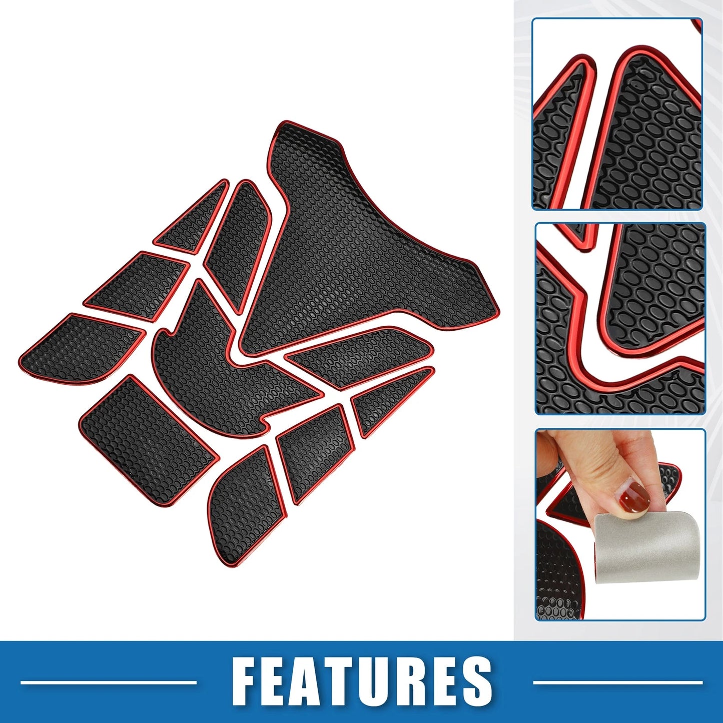Gas Tank Decal 7.68x5.63 Tank Pad Sticker Black Red for Motorcycle